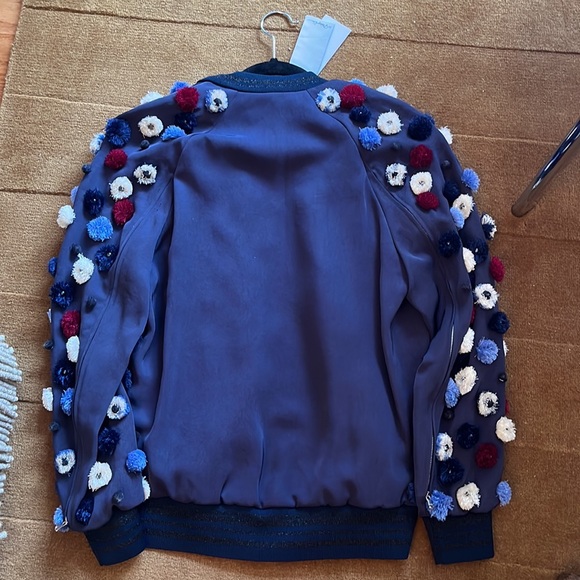 NWT 3.1 Philip Lim souvenir bomber jacket, with dandelion embellishment, size 0 - Picture 7 of 7